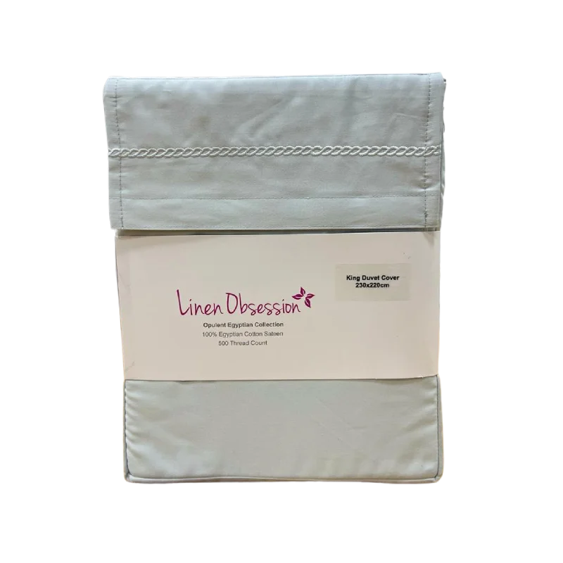 Duvet covers that work well with memory - foam mattresses for added comfortLinen Obsession "LO Opulent Embroidery" 500TC Egyptian Cotton Sateen in Blue