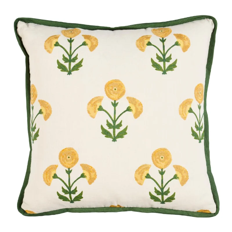 Rayon from bamboo blankets for a silky and breathable feelMarigold Saranda Flower Throw Pillow