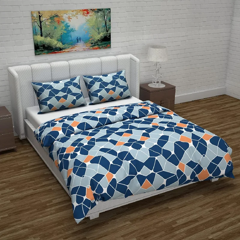 California king - size duvet covers for the extra - long and wide California king bedsMicrofiber Reversible Double Bed Queen Size Floral Printed Duvet Cover, Blue Orange