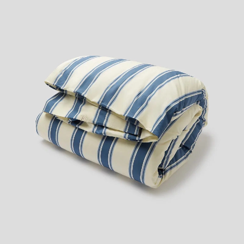 Twin XL duvet covers designed for extra - long twin beds, often used in college dormsOrganic Cotton Percale Duvet Cover in Blue Stripe