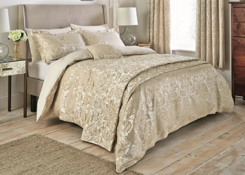 Oversized duvet covers that drape beautifully over the sides of the bed for a luxurious lookSanderson "Floriella" Duvet Cover & Sheet Sets in Oyster