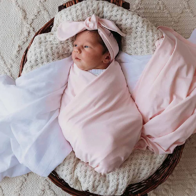 King - size blankets to cover large beds comfortablySnuggle Hunny Baby Jersey Wrap & Topknot Set - Baby Pink