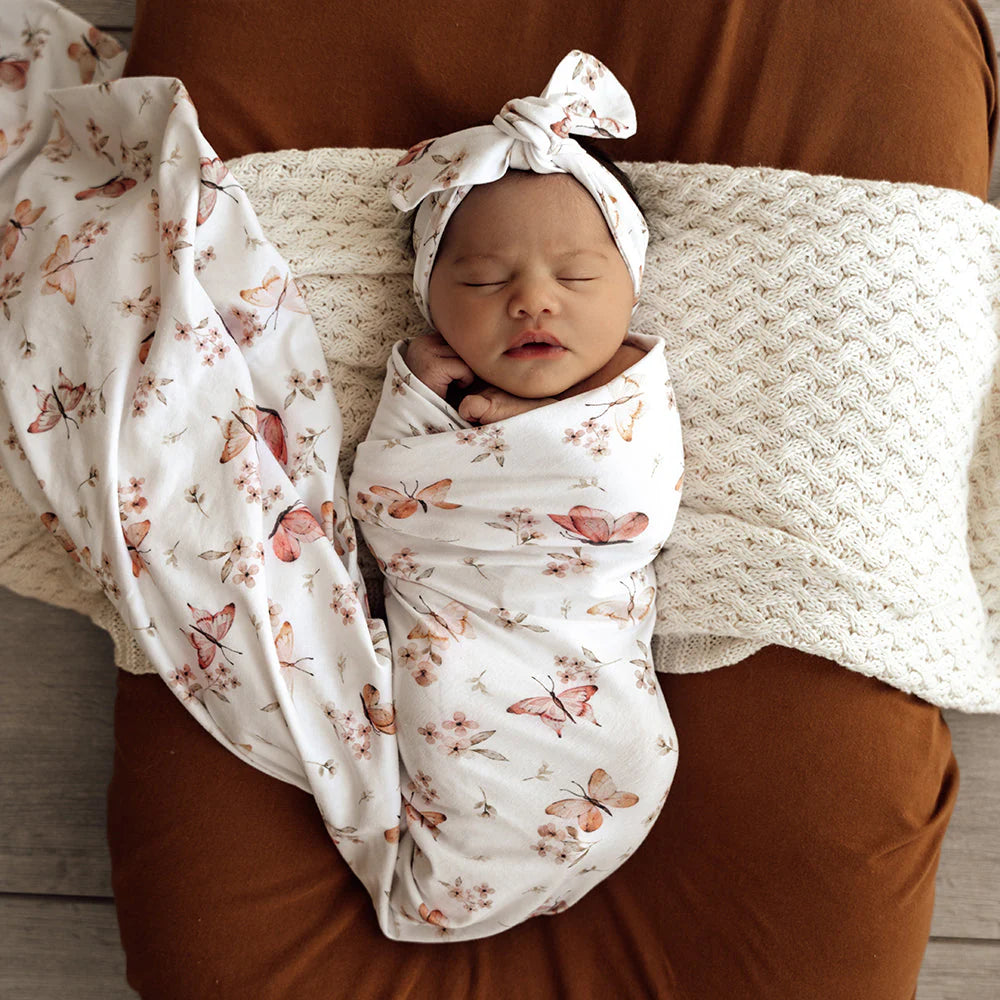 Queen - size blankets for standard - sized bedsSnuggle Hunny Baby Jersey Wrap & Topknot Set - Butterfly