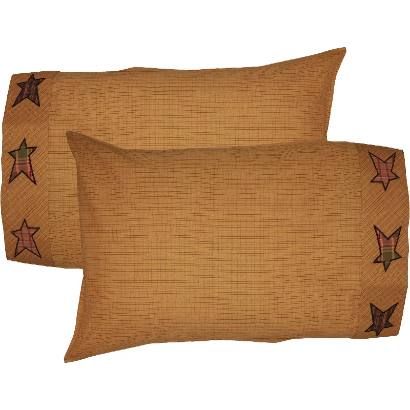 Stratton Standard Pillow Case w/Applique Star Set of 2 21x30