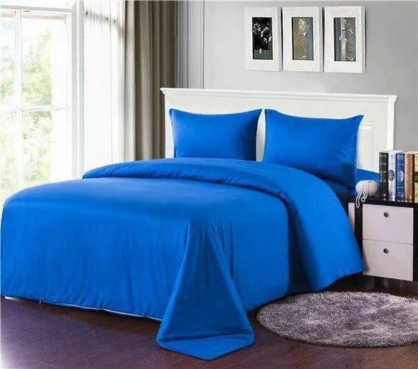 Embroidered duvet covers with intricate needlework for a luxurious touchTache 2-3 Piece 100% Cotton Deep Solid Blue Duvet Cover Set