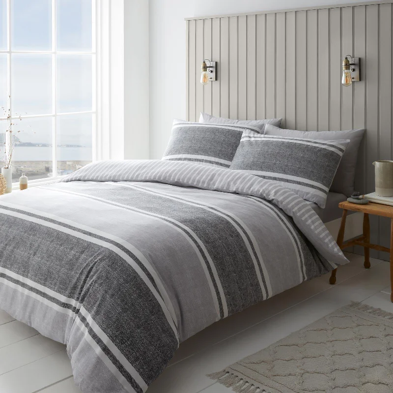 Value - for - money duvet covers that offer great quality at a reasonable priceTextured Banded Stripe Duvet Cover Set Charcoal