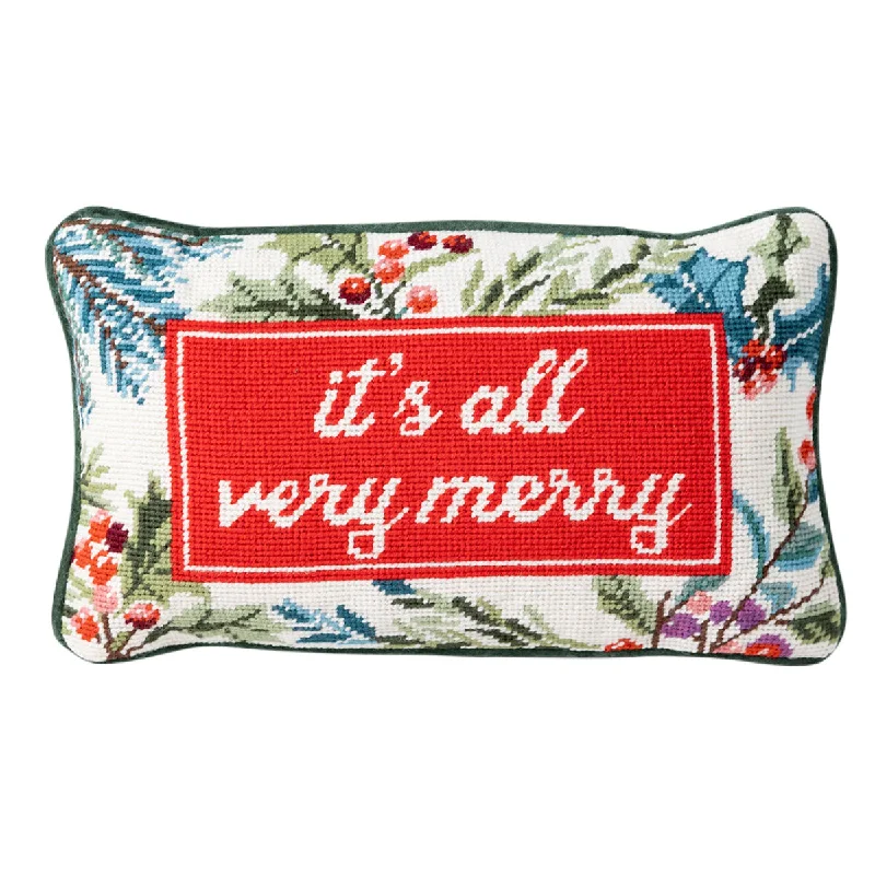 Silk blankets with a smooth and elegant touchVery Merry Needlepoint Pillow