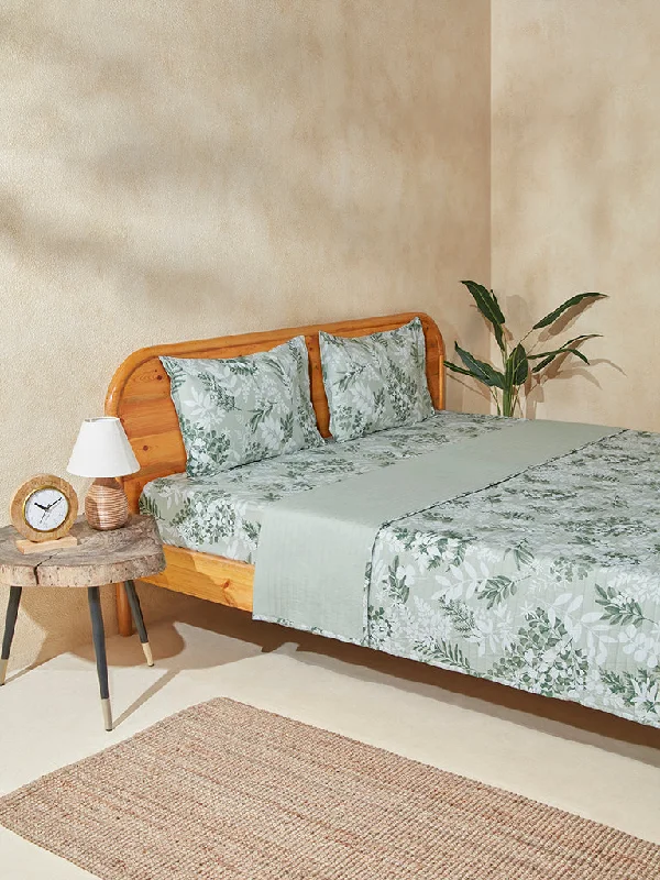 Dry - clean - only duvet covers with high - end materials and delicate designsWestside Home Mint Botanical Leaves Printed Double Bed Comforter