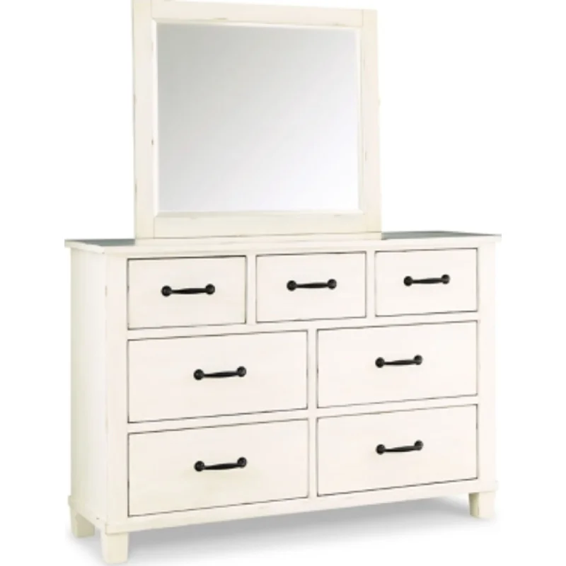 King - size mattresses for spacious master bedroomsBraunter Dresser and Mirror - Aged White