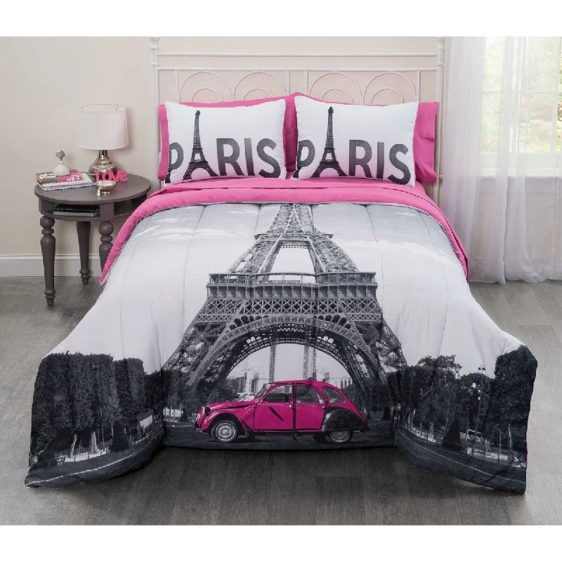 Latex - filled comforters with a bouncy texture and good supportCasa Photo Paris Eiffel Tower Bed Bag Bedding Set Microfiber Unisex