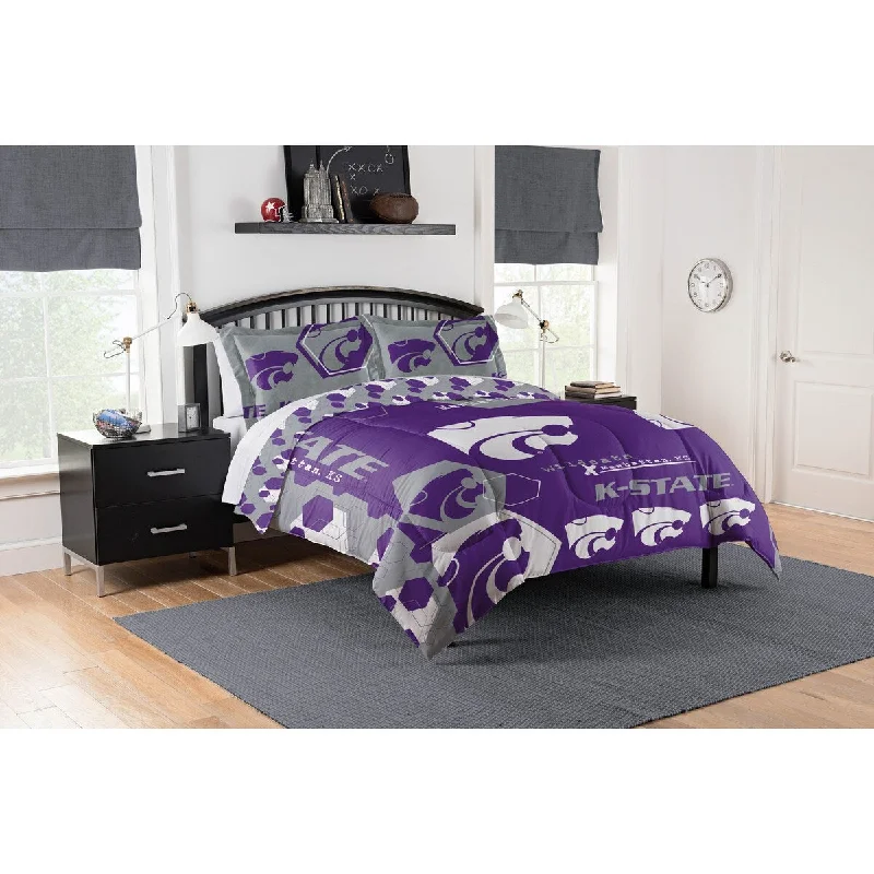 Down - filled comforters for supreme warmth and lightnessCOL 849 Kansas State Hexagon Take F/Q Comforter Set