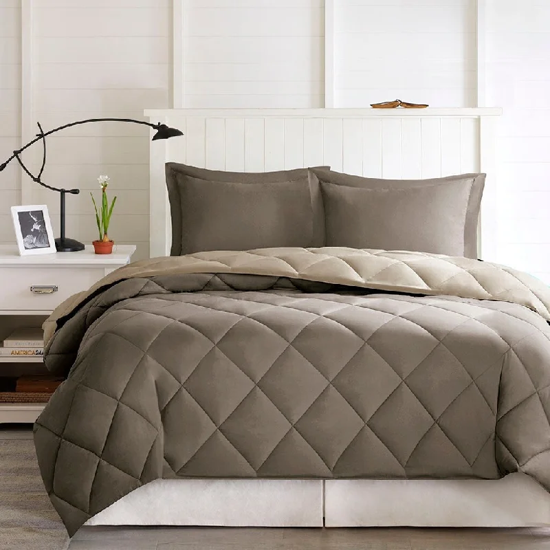 Queen - size comforters for standard queen - sized mattressesDiamond Quilting Reversible Down Alternative Comforter Set