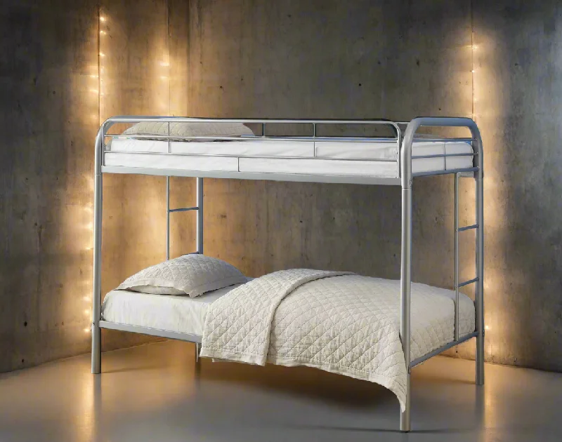 Polyester - foam mattresses for budget - friendly optionsGrey Metal Bunk Bed Twin over Twin Steel Bunk