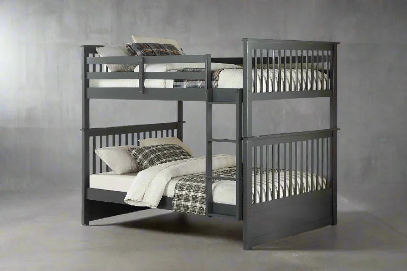 Polyester - foam mattresses for budget - friendly optionsGrey Wood Double over Double Mission Style Bunk Bed Convertible