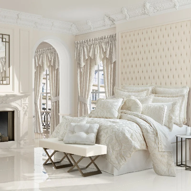 Full - size comforters suitable for full - sized beds in guest rooms or small bedroomsJ. Queen New York La Boheme Ivory Comforter Set.