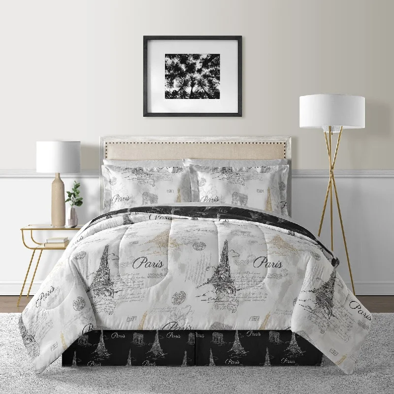 Synthetic - filled comforters like polyester for affordability and hypoallergenic propertiesLanwood Home Paris Sketch 8-Piece Comforter Set