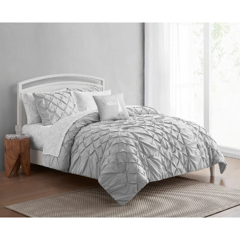 Wool - filled comforters with natural moisture - wicking and temperature - regulating featuresLove in Paris Grey 8 Piece Comforter Set