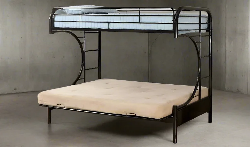 Hybrid mattresses combining foam and innerspring technologyBlack Metal Single over Double C Futon Bunk Bed includes Futon Mattress