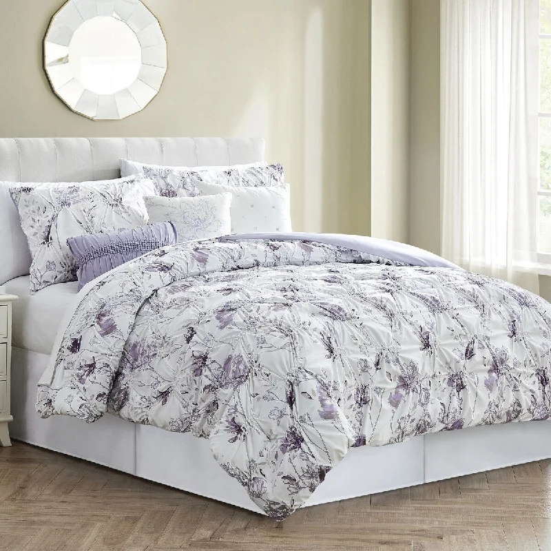 Microfiber - filled comforters that are lightweight and easy to care forModern Threads Meadow 6 Piece Printed Comforter Set