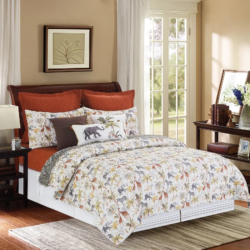 Queen - size comforters for standard queen - sized mattressesNico Safari Animal Print Reversible Spotted Print Twin Quilt Set Machine Washable Cotton Quilt Set