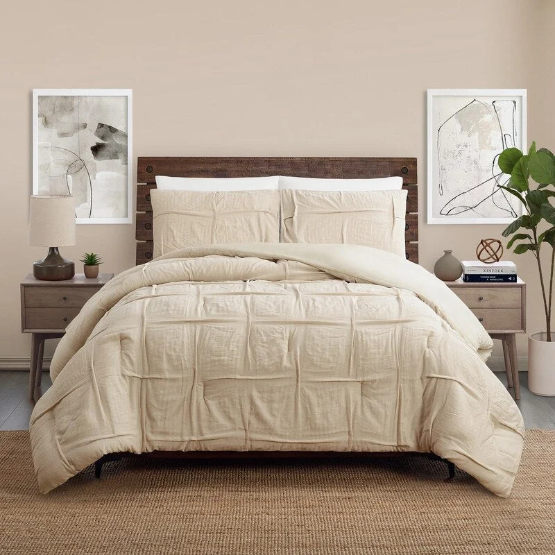 Silk - filled comforters for a luxurious and smooth touchRiley Pleated 3-Piece Comforter Set