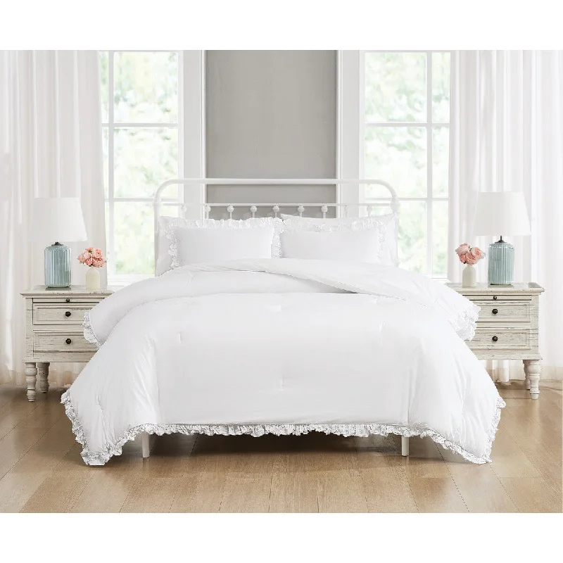 Microfiber - filled comforters that are lightweight and easy to care forThe Farmhouse by Rachel Ashwell Ruffled Washed Cotton Comforter Set