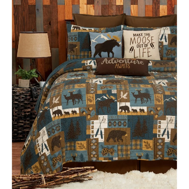 King - size comforters to fit large king - sized beds perfectlyTimber Trails Sky 2 Piece Blue Tan And Brown Cabin Woods Pattern Twin Quilt Set Quilt And Sham Bedding Set